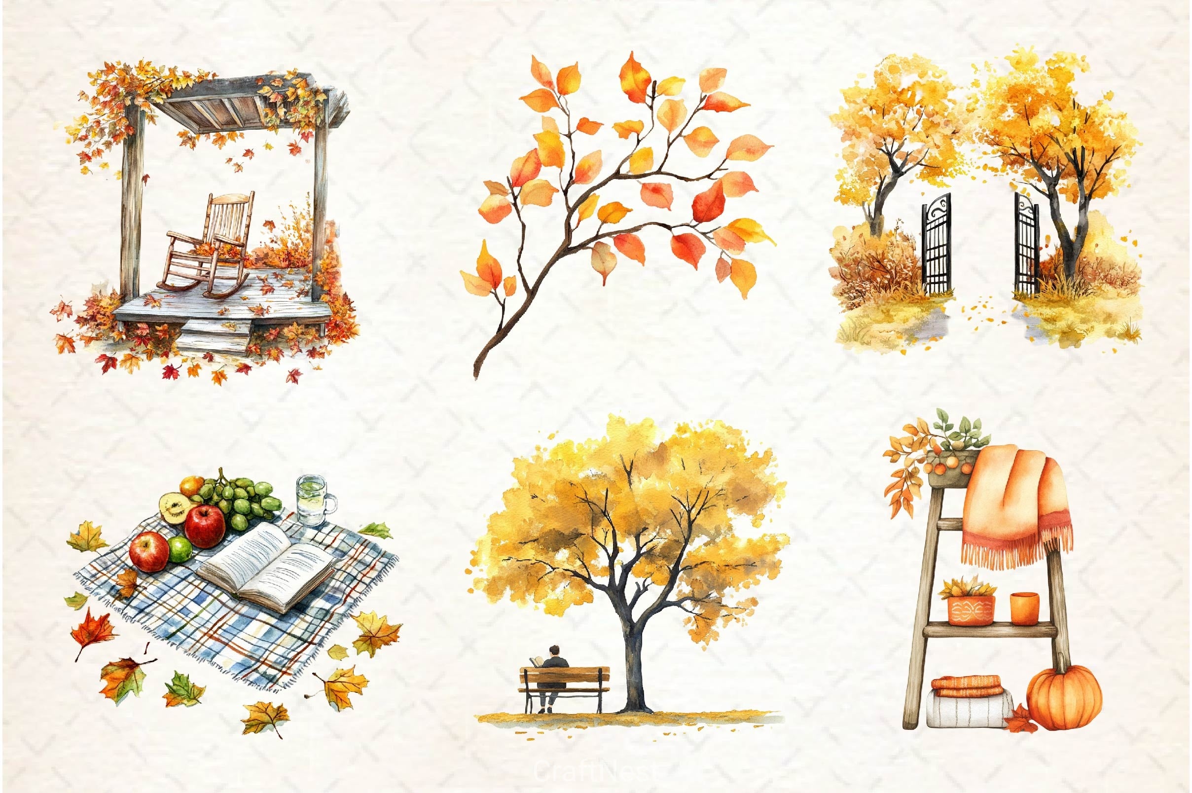 Serene Autumn Day Clipart Bundle 4 - CraftNest - Digital Crafting and Art
