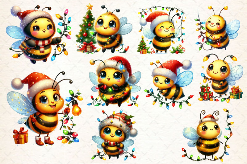 Christmas Funny Bee Clipart Bundle 2 - CraftNest - Digital Crafting and Art