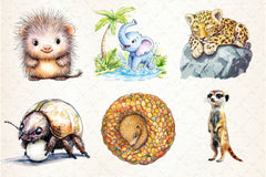 Cute Summer Safari Animals Clipart Bundle 2 - CraftNest - Digital Crafting and Art