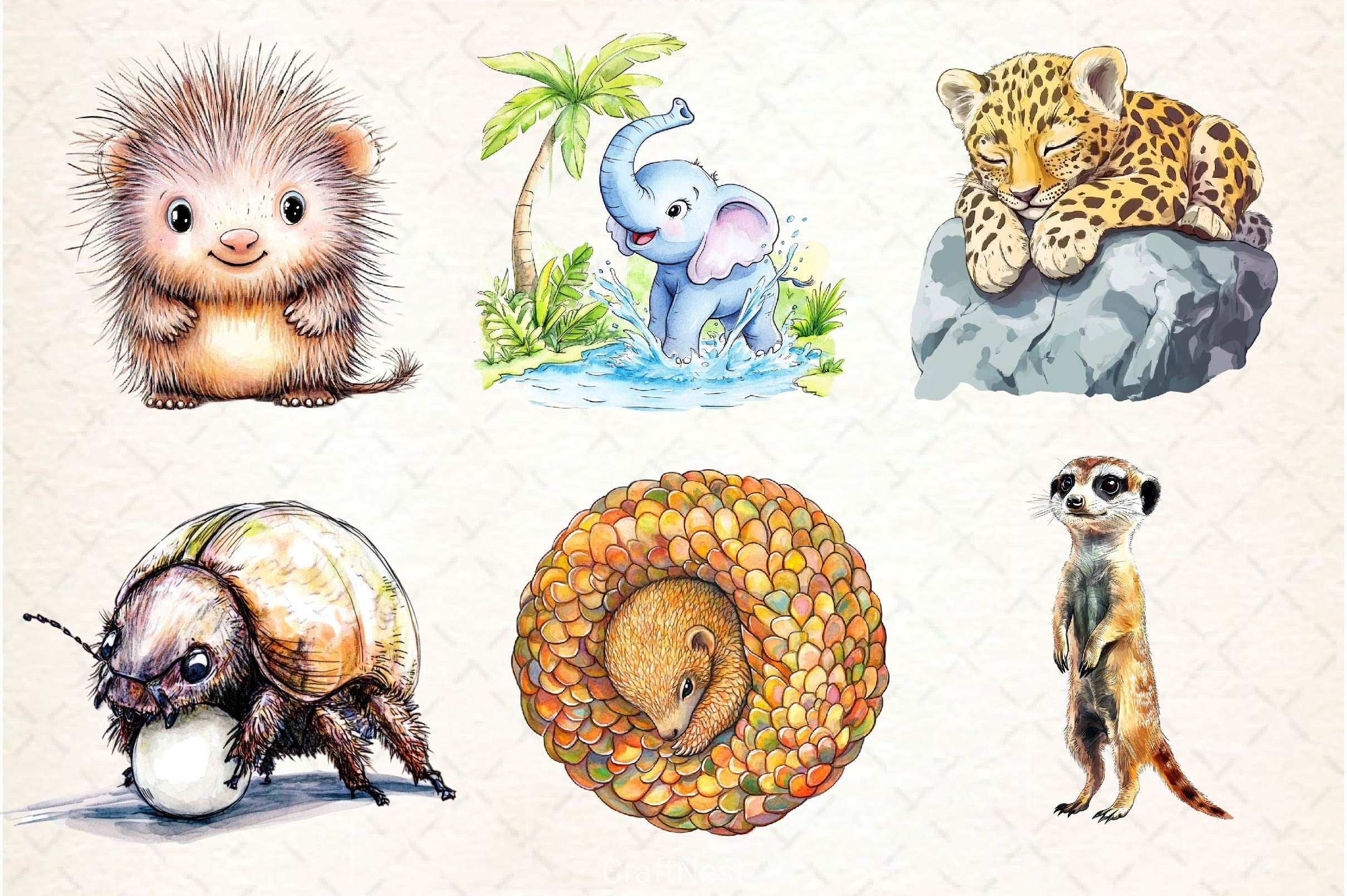 Cute Summer Safari Animals Clipart Bundle 2 - CraftNest - Digital Crafting and Art