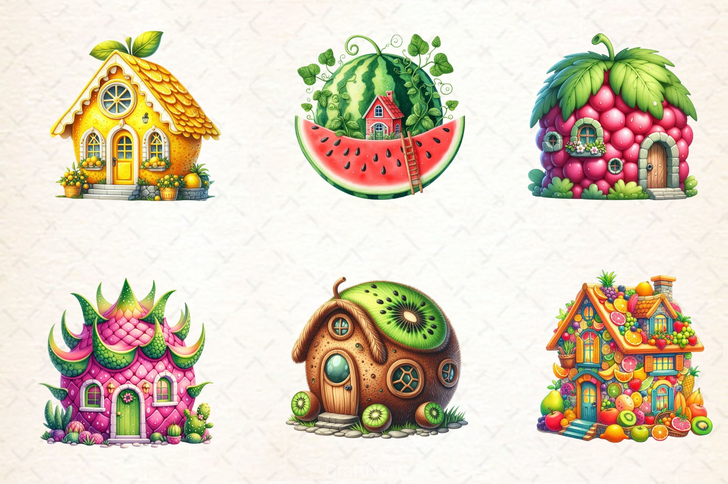 Fairy Fruit House Clipart Bundle 2 - CraftNest - Digital Crafting and Art