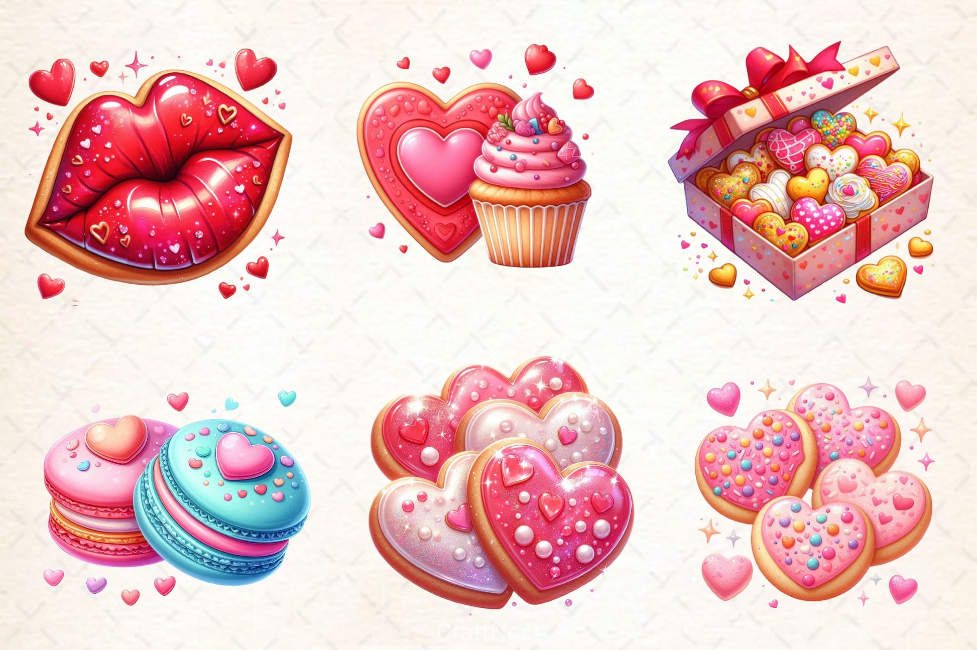 Valentine Cookies Clipart Bundle 2 - CraftNest - Digital Crafting and Art