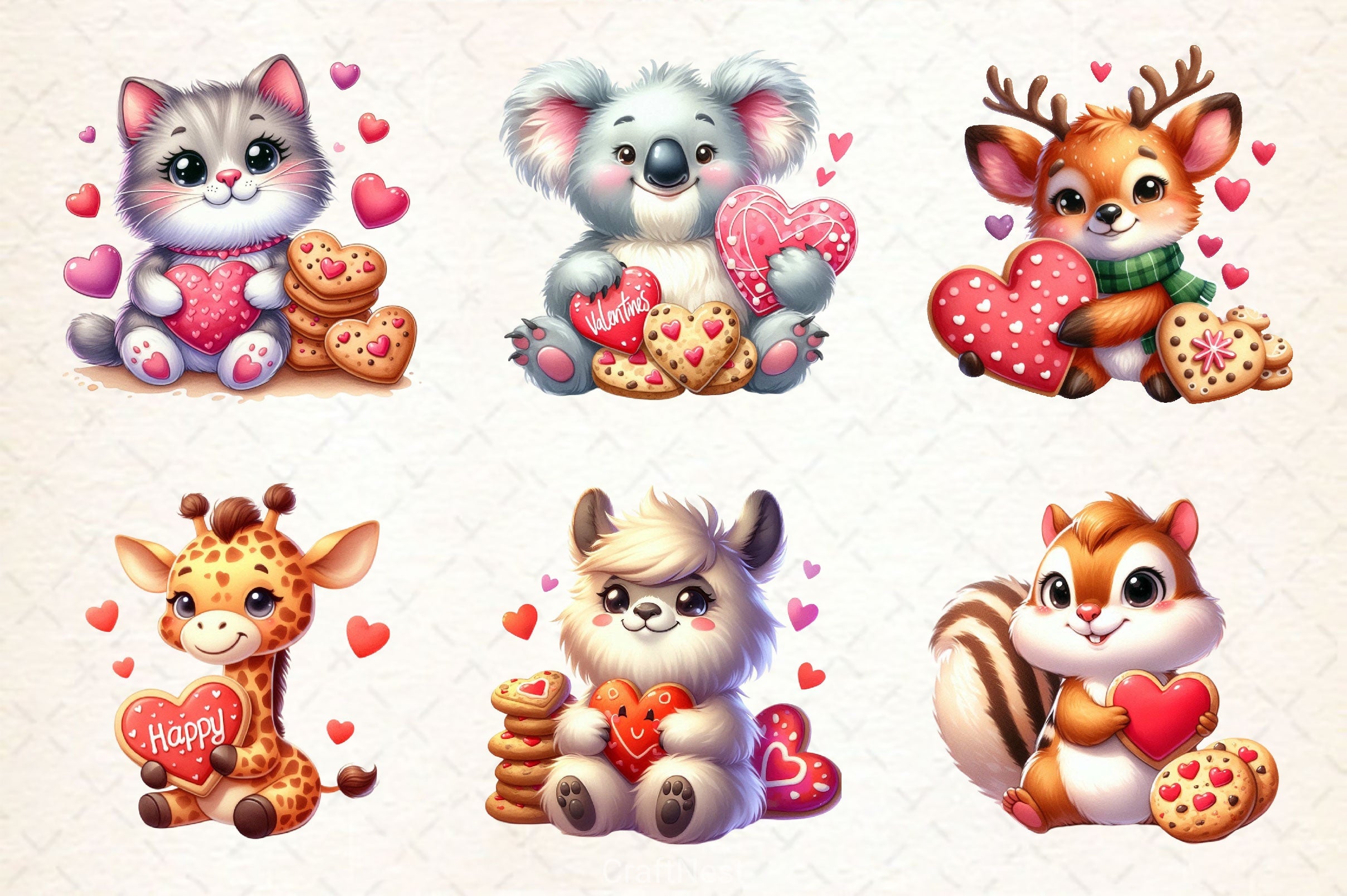 Valentine Animals Cookies Clipart Bundle - CraftNest - Digital Crafting and Art