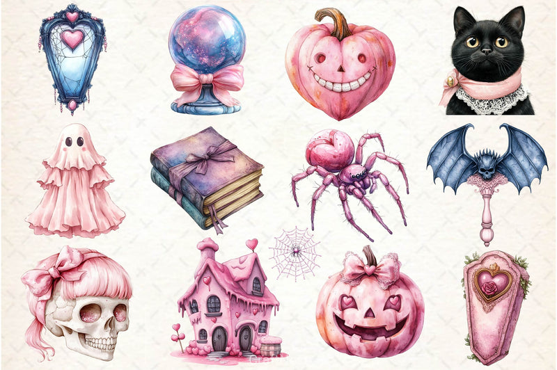 Pink Coquette Girly Halloween Clipart Bundle - CraftNest - Digital Crafting and Art