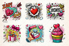 Cute Pop Art Valentines Day Clipart Bundle - CraftNest - Digital Crafting and Art