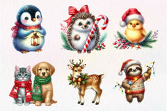 Christmas Cute Animals Clipart Bundle 1 - CraftNest - Digital Crafting and Art