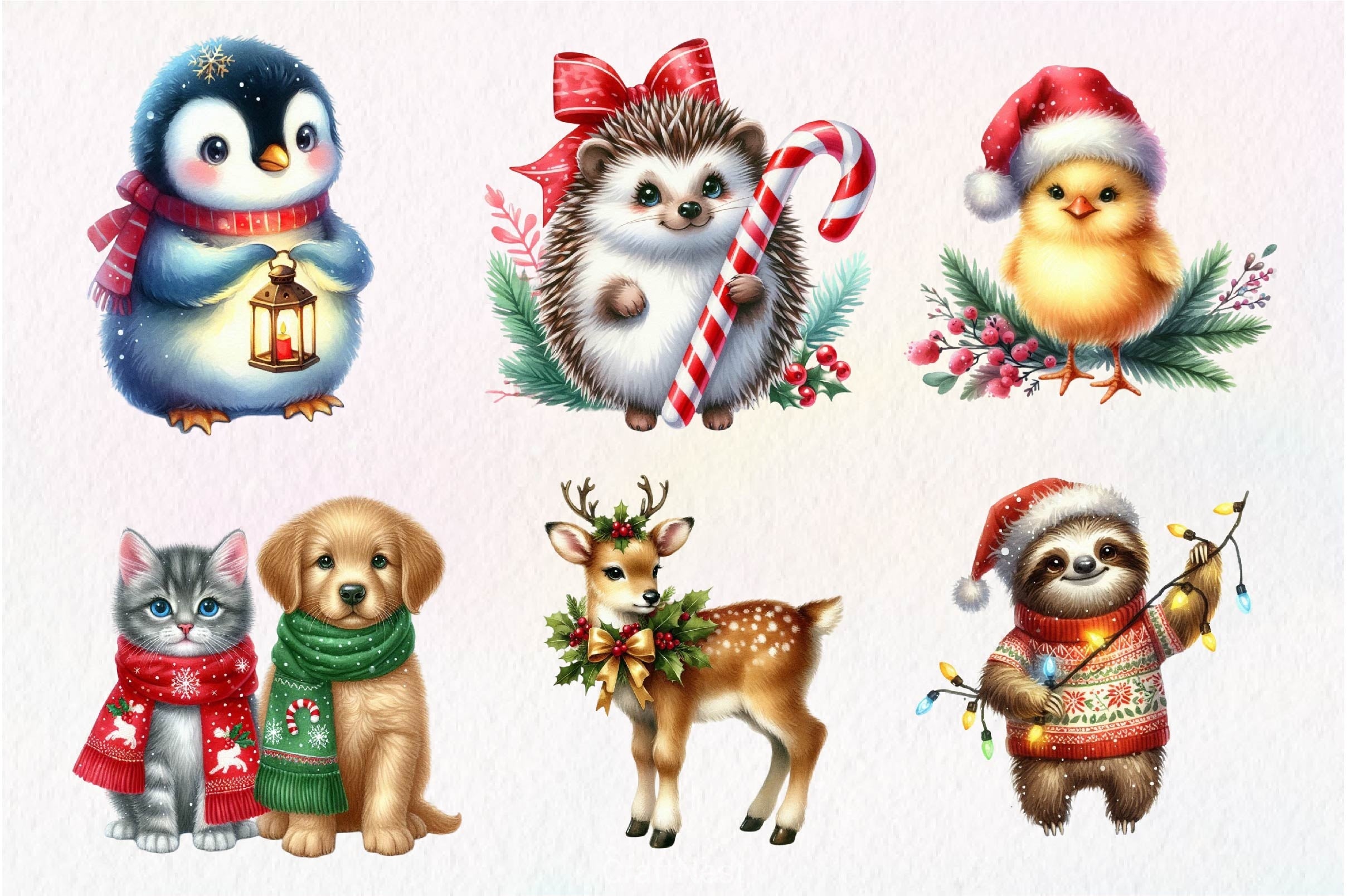 Christmas Cute Animals Clipart Bundle 1 - CraftNest - Digital Crafting and Art