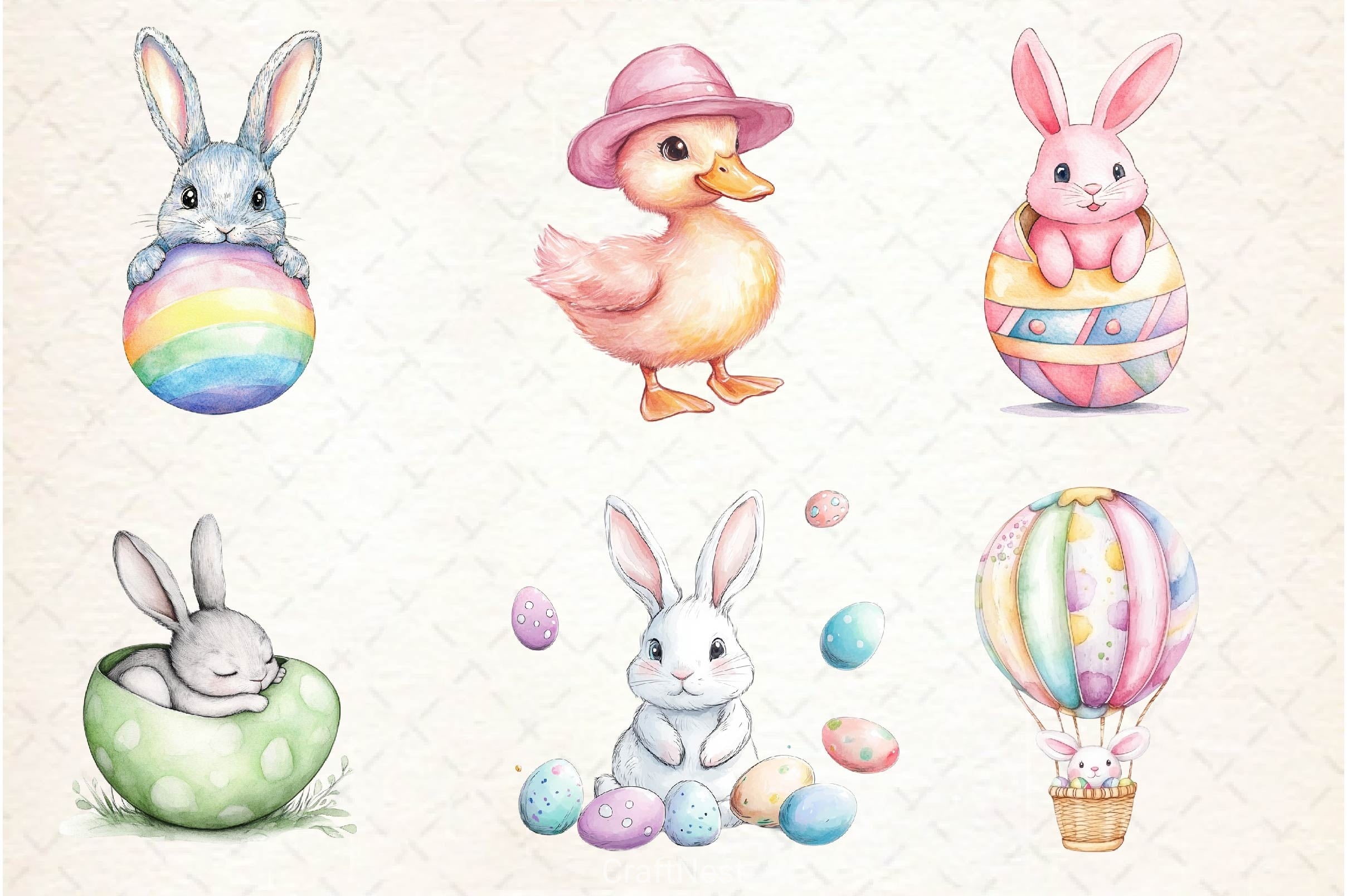 Cute Pastel Easter Clipart Bundle 2 - CraftNest - Digital Crafting and Art