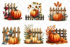Fall Pumpkin Fence Clipart Bundle 3 - CraftNest - Digital Crafting and Art
