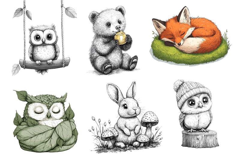 Woodland Cute Baby Animals Clipart Bundle - CraftNest - Digital Crafting and Art