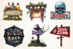 Halloween Spooky Signs Clipart Bundle - CraftNest - Digital Crafting and Art