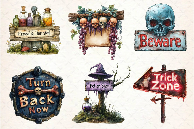 Halloween Spooky Signs Clipart Bundle - CraftNest - Digital Crafting and Art