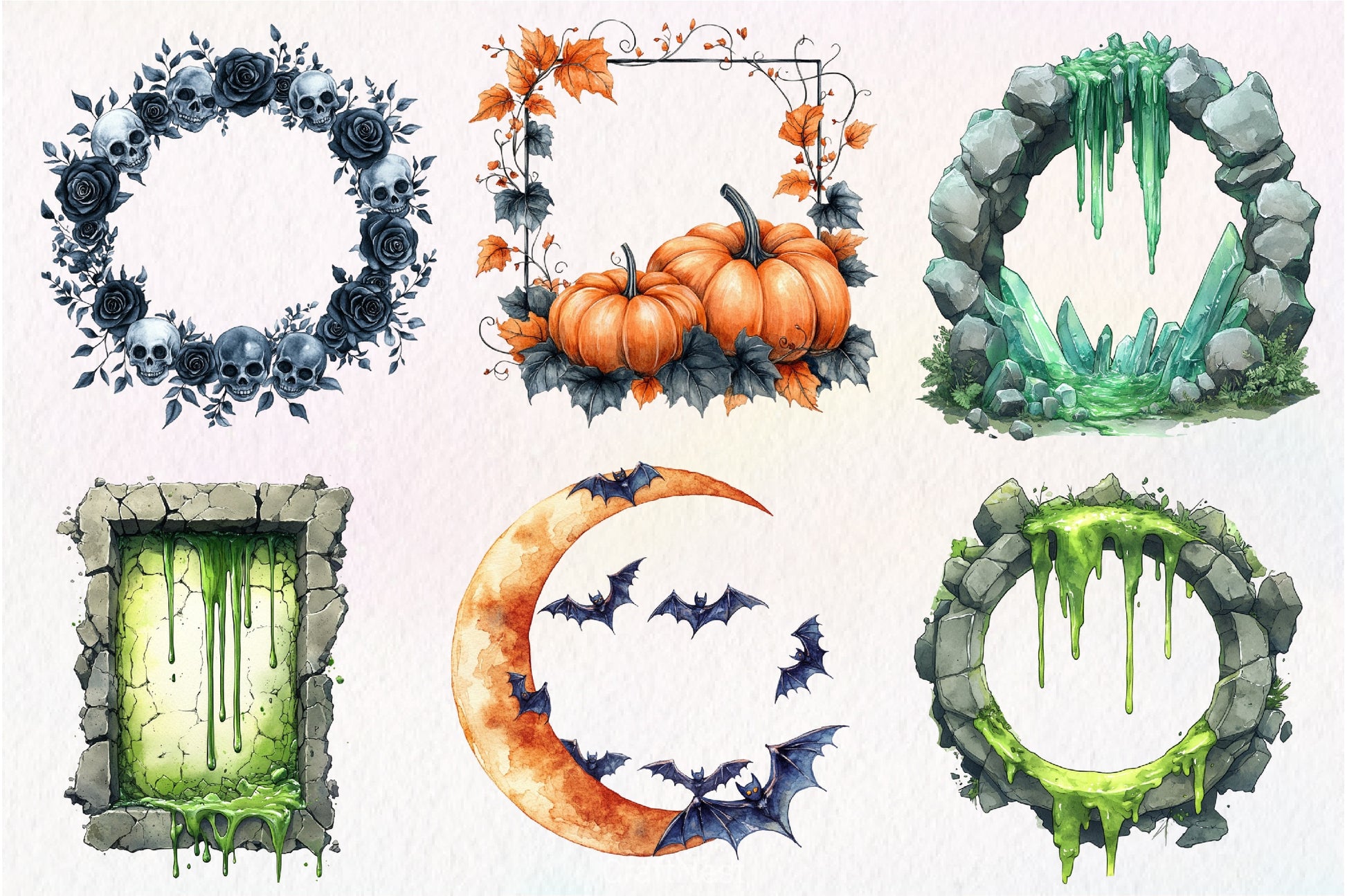 Spooky Halloween Frames Clipart Bundle - CraftNest - Digital Crafting and Art