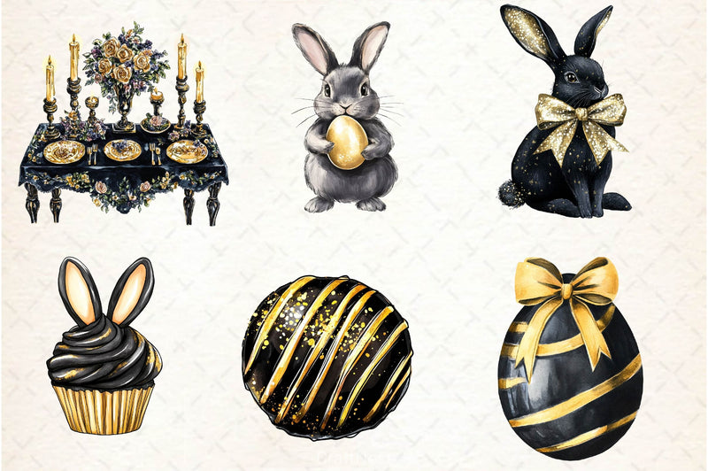 Glitter Luxury Black Easter Clipart Bundle 3 - CraftNest - Digital Crafting and Art