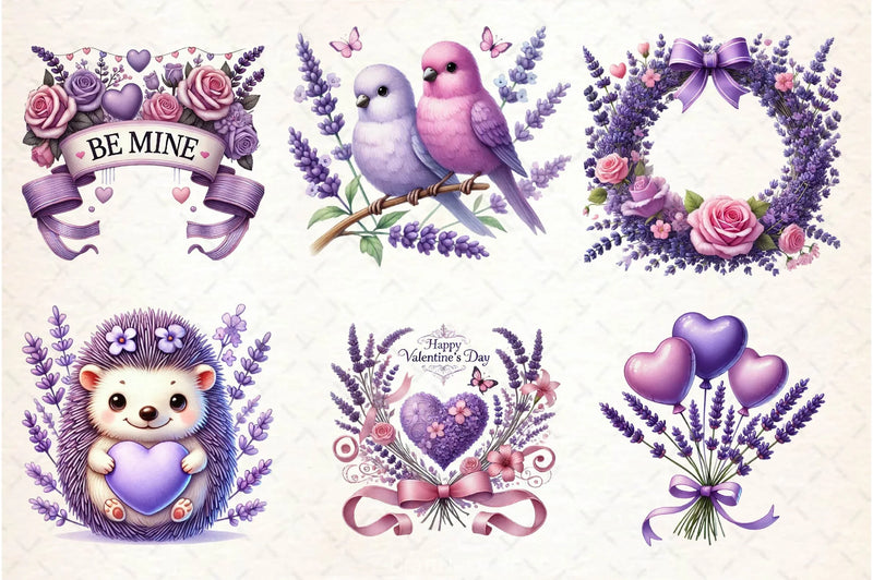 Lavender Valentine Clipart Bundle 2 - CraftNest - Digital Crafting and Art
