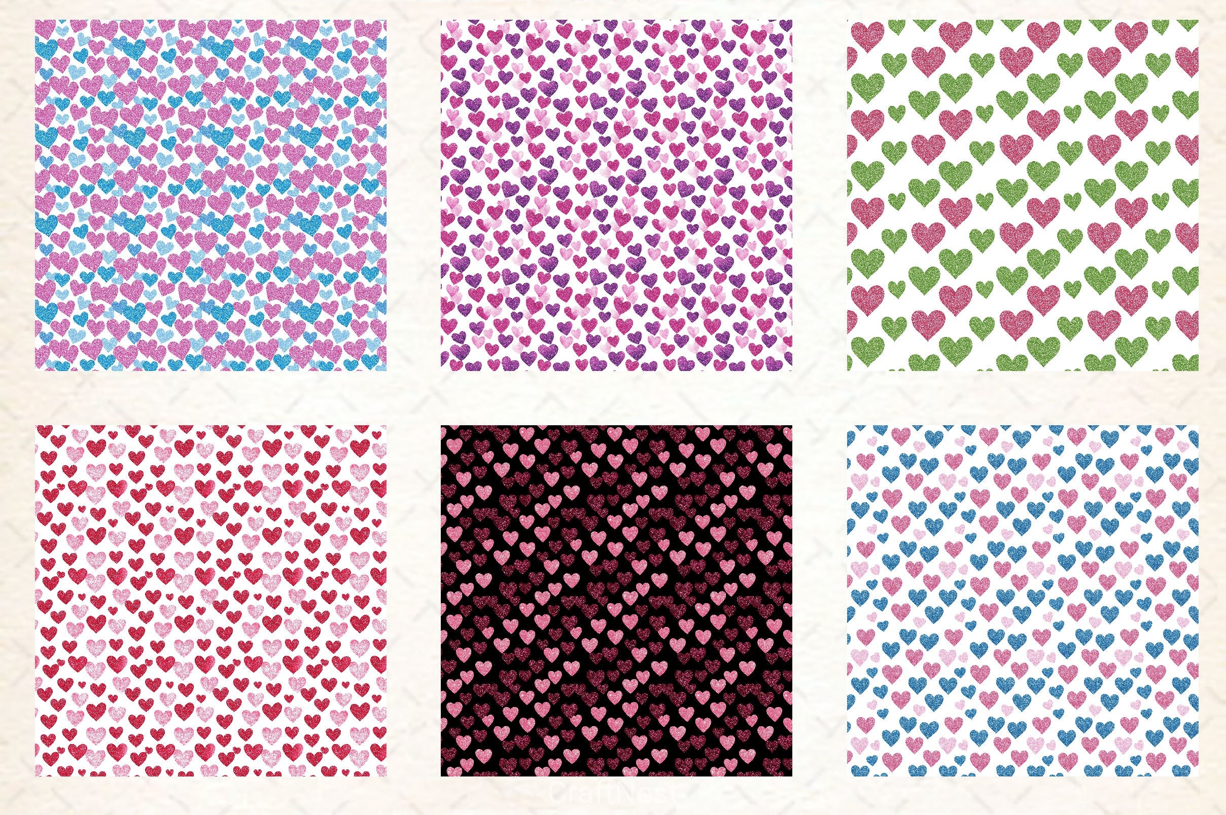 Valentines Day Heart Seamless Pattern Digital Paper - CraftNest - Digital Crafting and Art