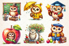 Back To School Owl Clipart Bundle - CraftNest - Digital Crafting and Art