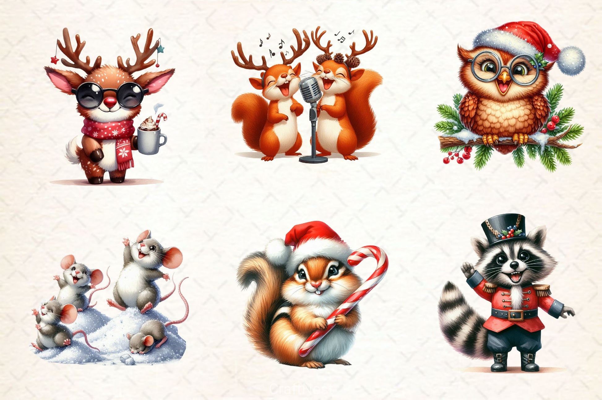 Funny Christmas Animals Clipart Bundle 4 - CraftNest - Digital Crafting and Art