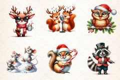 Funny Christmas Animals Clipart Bundle 4 - CraftNest - Digital Crafting and Art