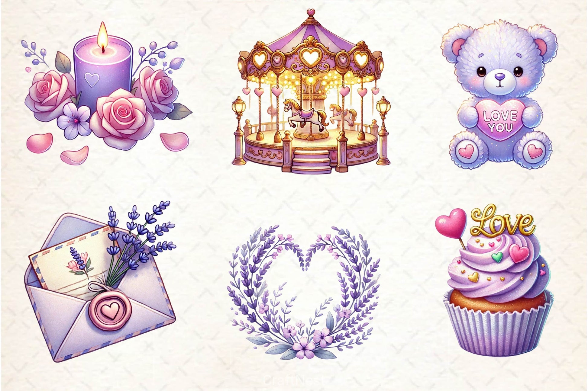 Pastel Purple Valentine's Clipart Bundle 2 - CraftNest - Digital Crafting and Art