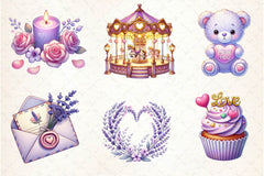 Pastel Purple Valentine's Clipart Bundle 2 - CraftNest - Digital Crafting and Art