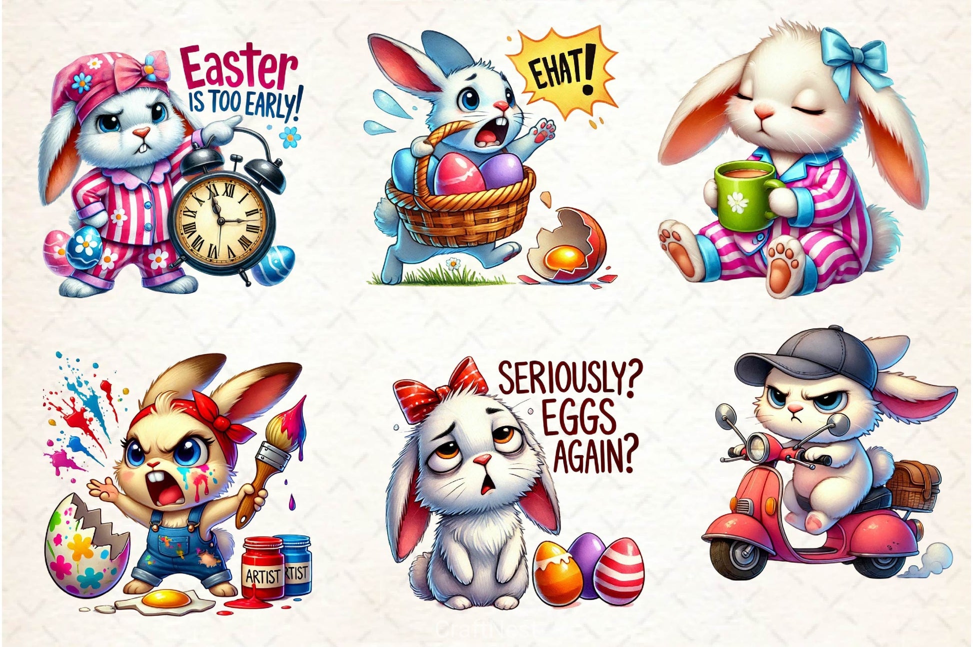 Funny Easter Bunny Clipart Bundle 3 - CraftNest - Digital Crafting and Art