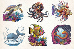 Cute Animals Under The Sea Clipart Bundle - CraftNest - Digital Crafting and Art