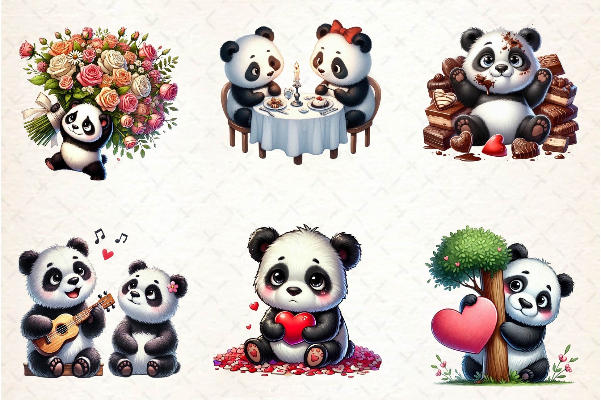 Valentine Panda Clipart Bundle 2 - CraftNest - Digital Crafting and Art
