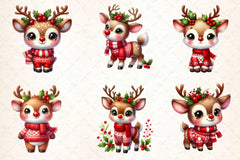 Cute Reindeer Christmas Clipart Bundle 2 - CraftNest - Digital Crafting and Art