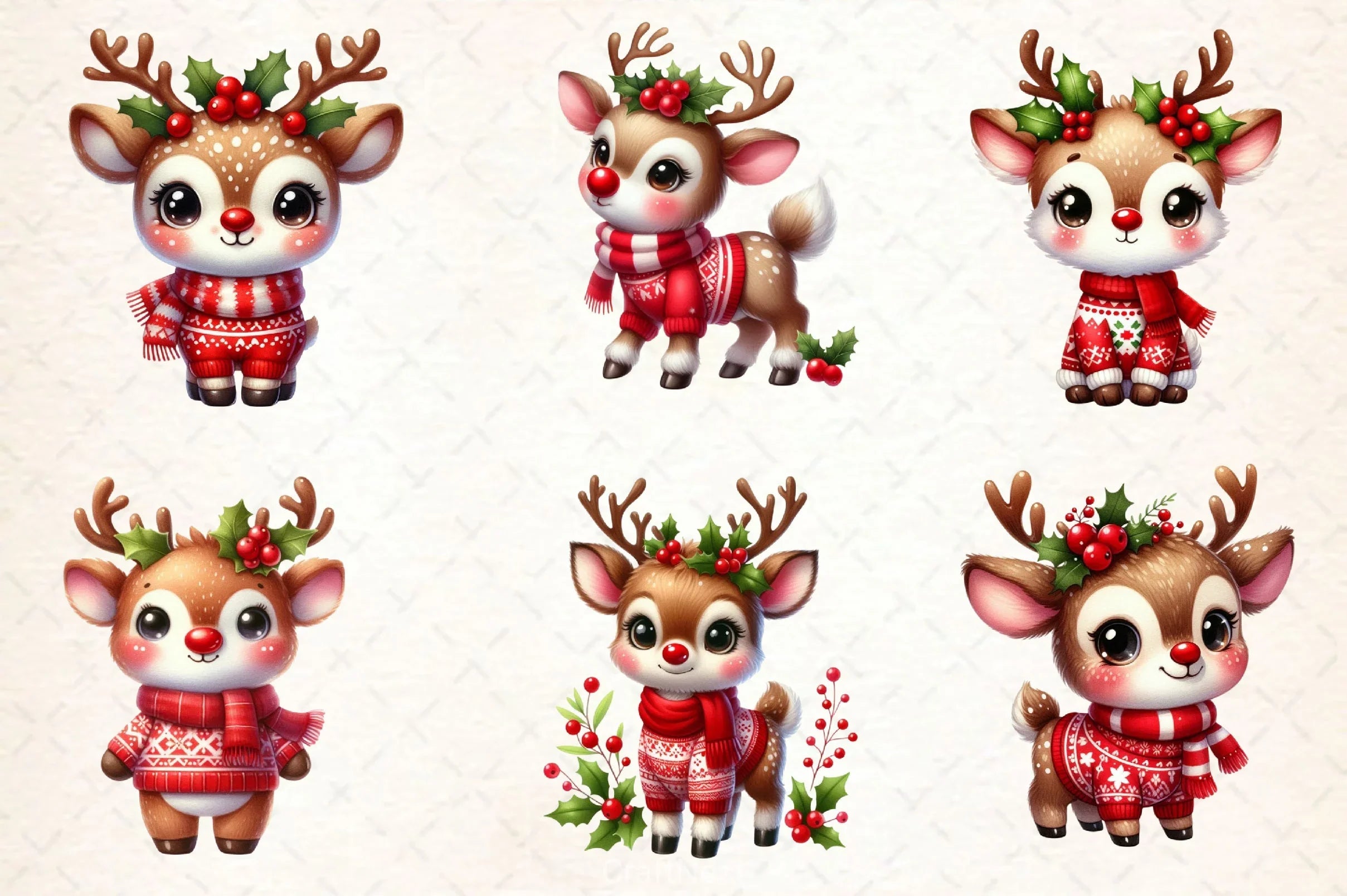 Cute Reindeer Christmas Clipart Bundle 2 - CraftNest - Digital Crafting and Art
