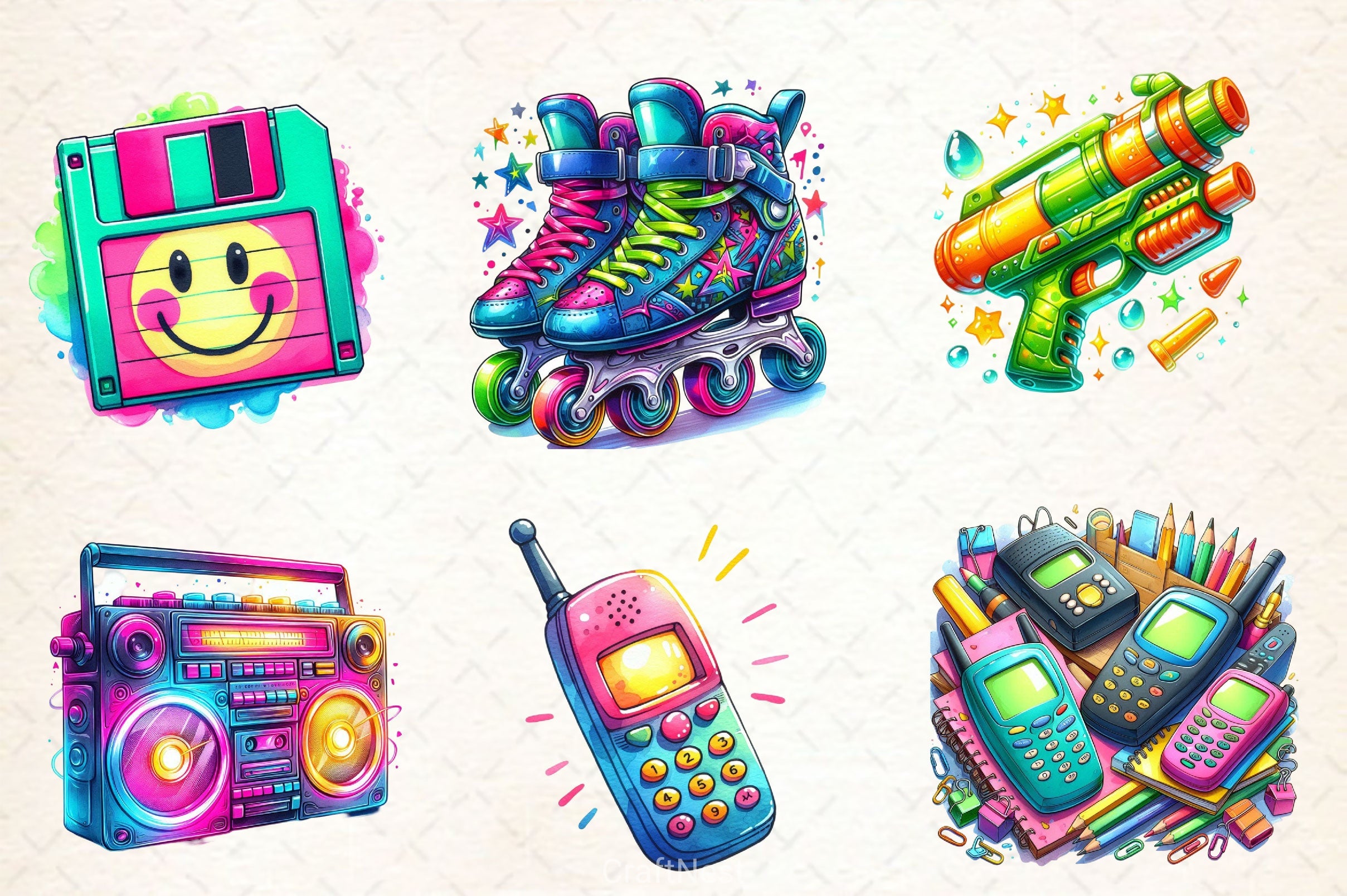 Nostalgic 90s Clipart Bundle 3 - CraftNest - Digital Crafting and Art