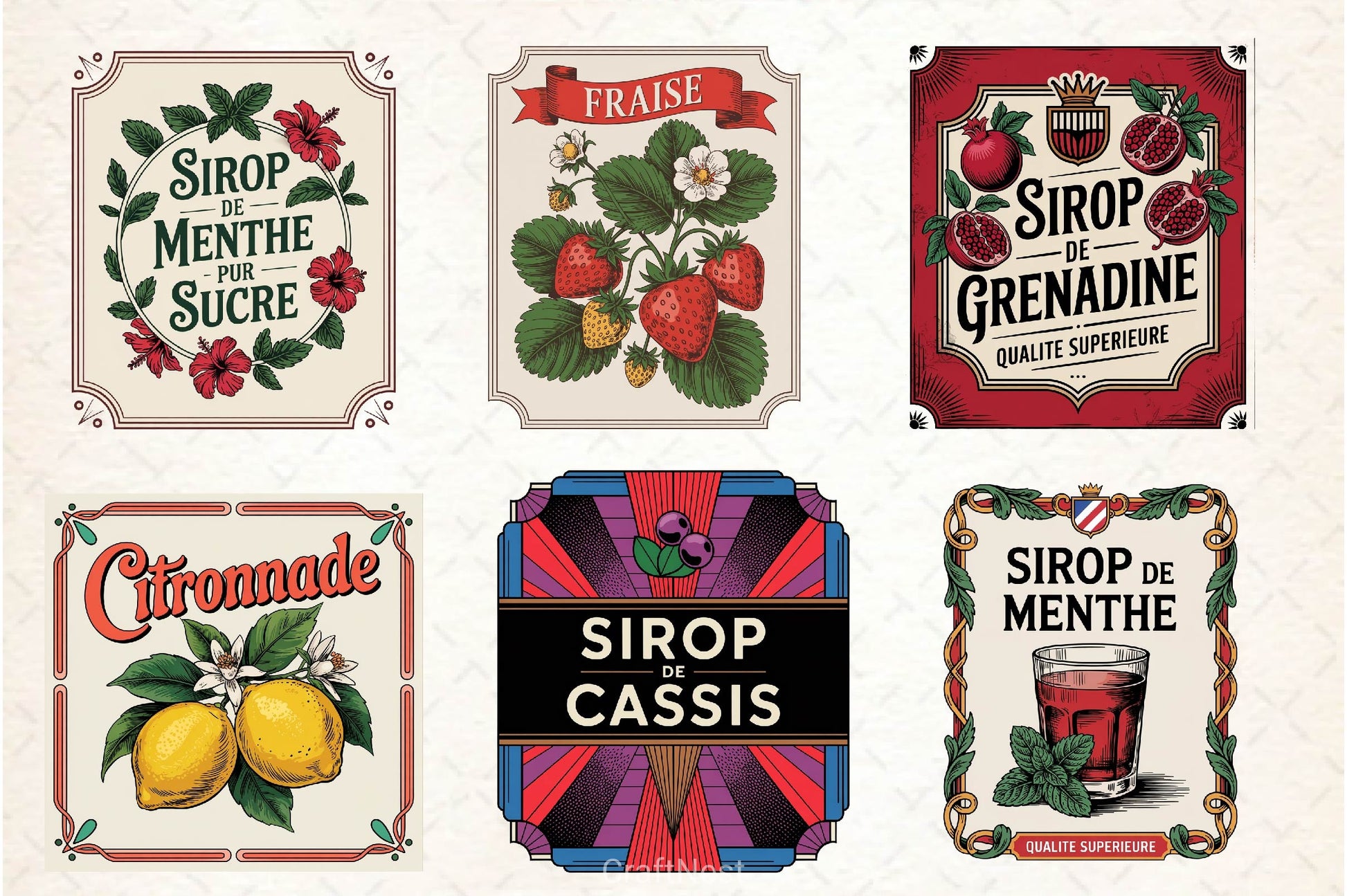 Vintage Food Labels Illustration Clipart Bundle - CraftNest - Digital Crafting and Art