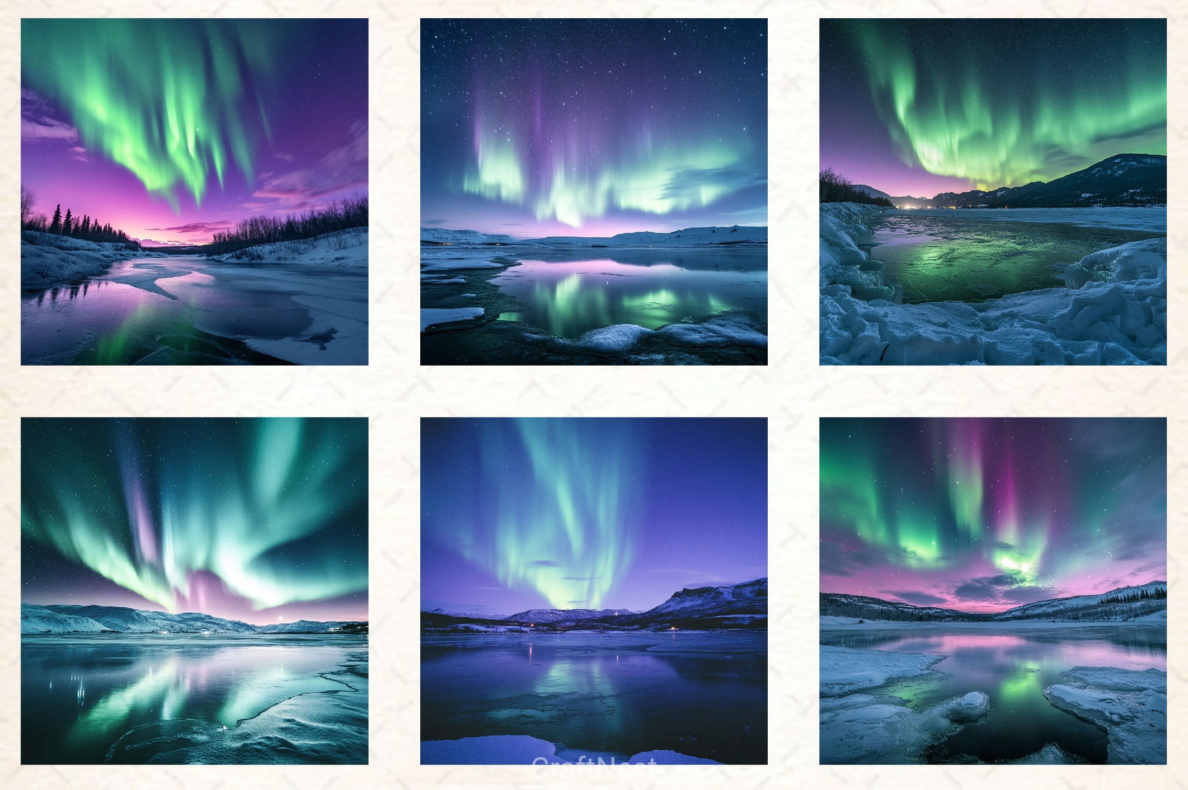 Northern Lights Digital Papers - CraftNest - Digital Crafting and Art