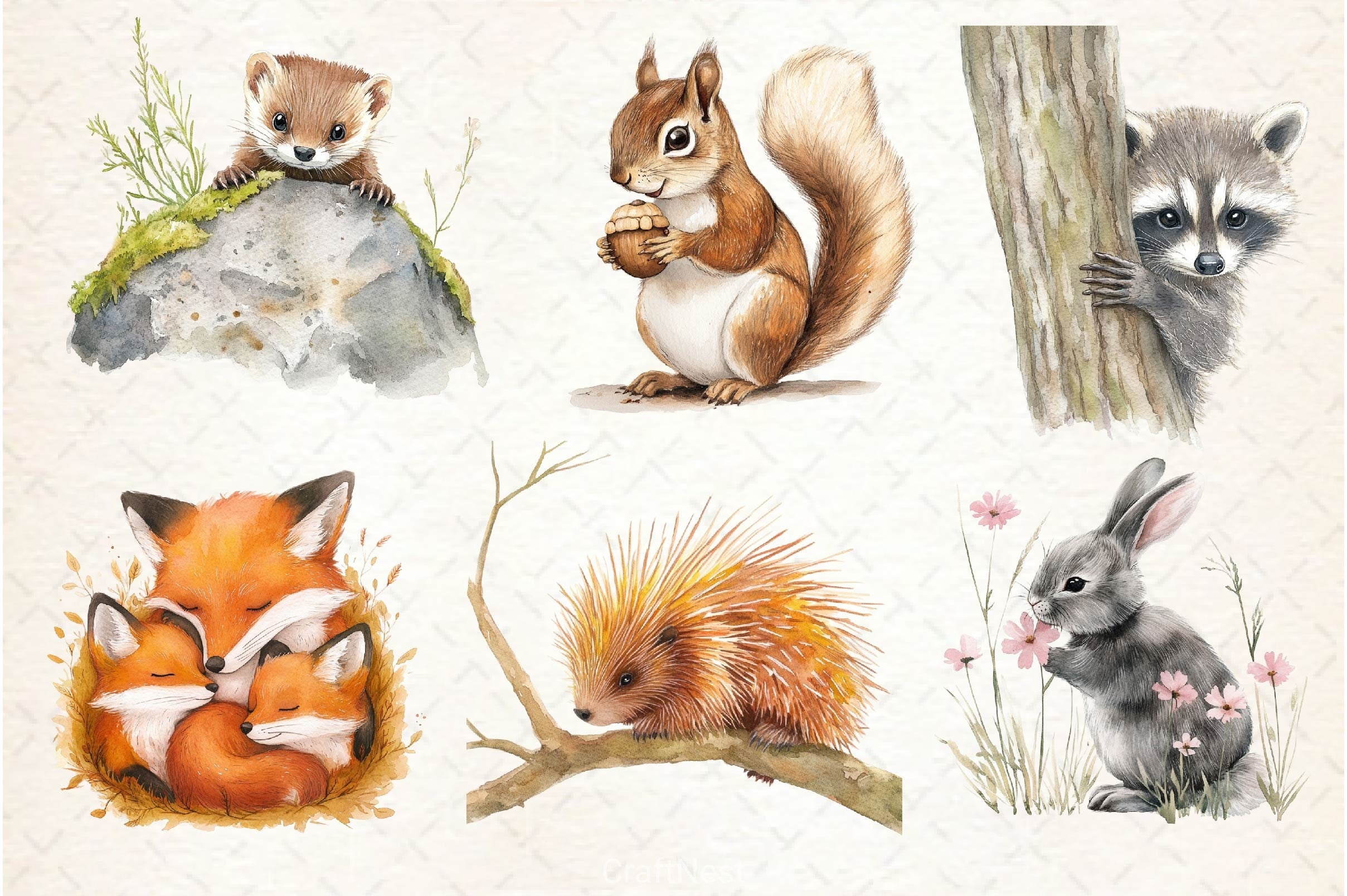 Woodland Forest Animals Clipart Bundle 7 - CraftNest - Digital Crafting and Art