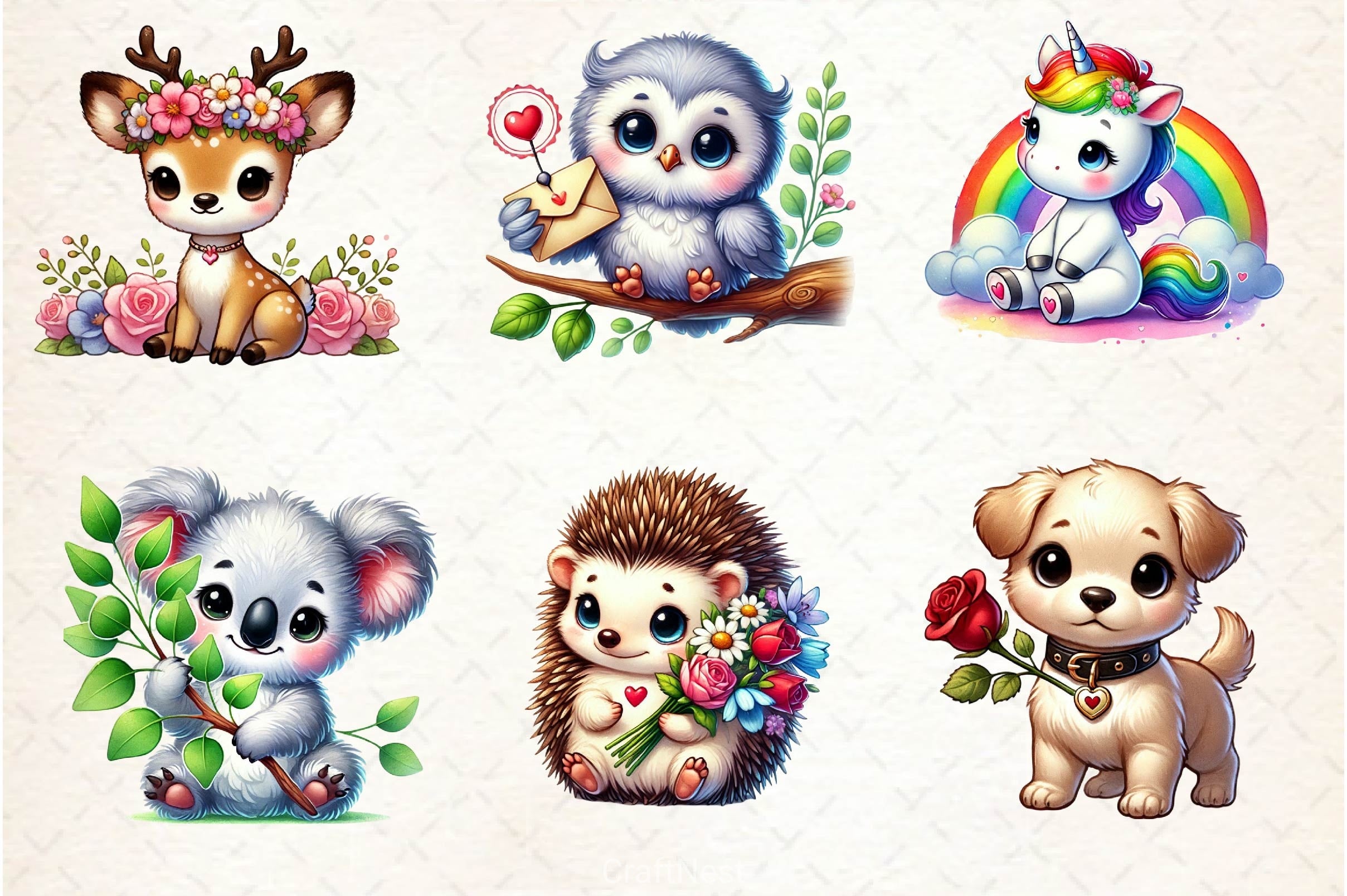 Valentine Baby Animals Clipart Bundle - CraftNest - Digital Crafting and Art