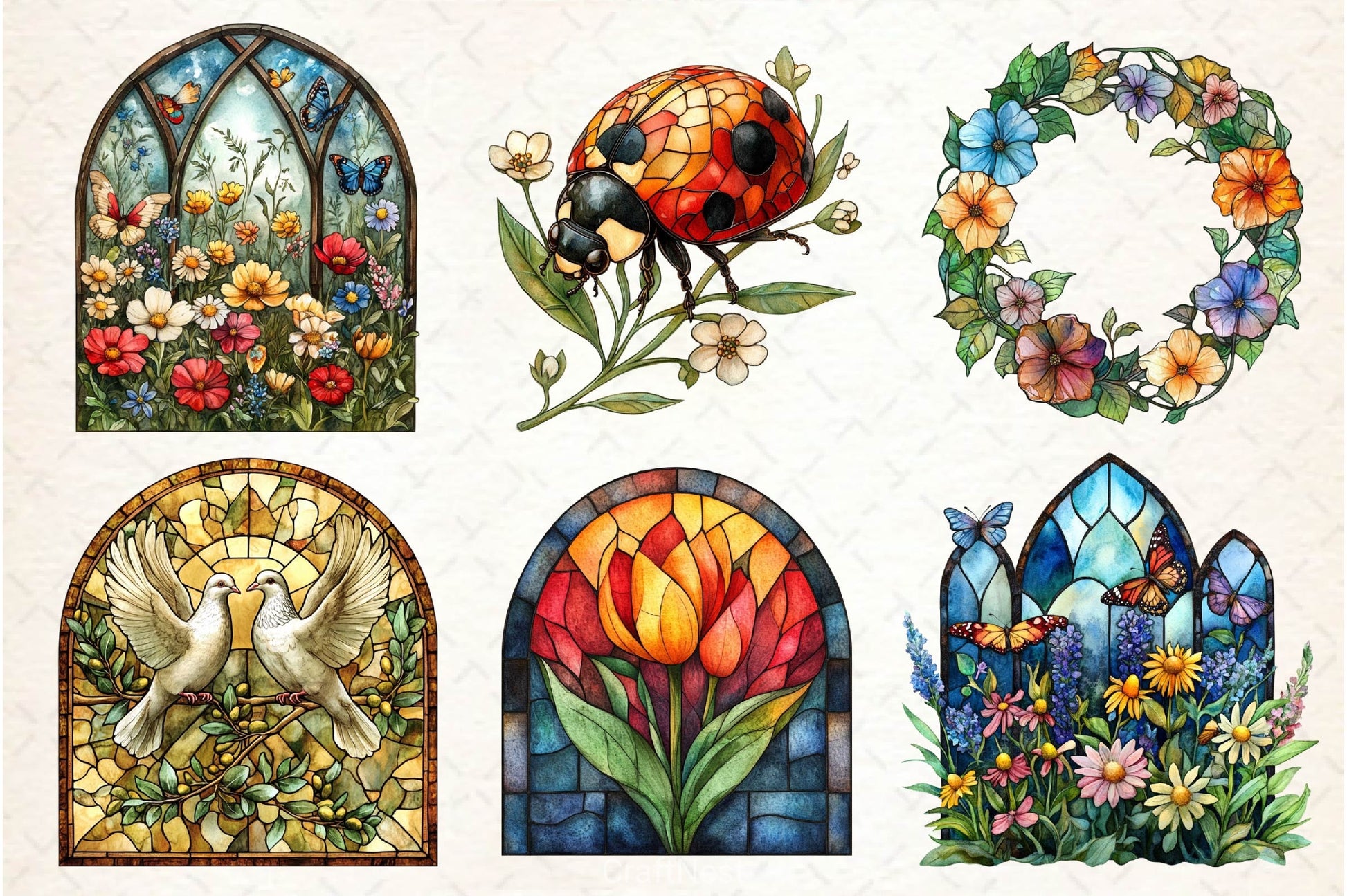 Stained Glass Spring Clipart Bundle 2 - CraftNest - Digital Crafting and Art