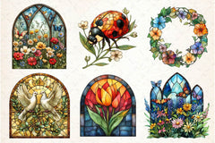 Stained Glass Spring Clipart Bundle 2 - CraftNest - Digital Crafting and Art