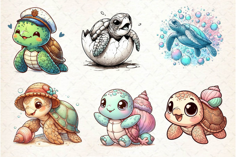Collection Sea Turtle Clipart Bundle - CraftNest - Digital Crafting and Art