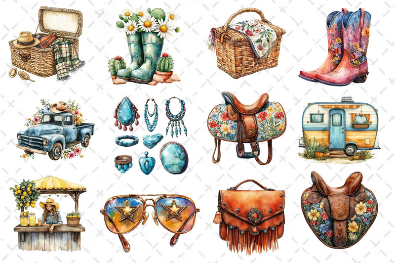 Summer Cowgirl Clipart Bundle 2 - CraftNest - Digital Crafting and Art