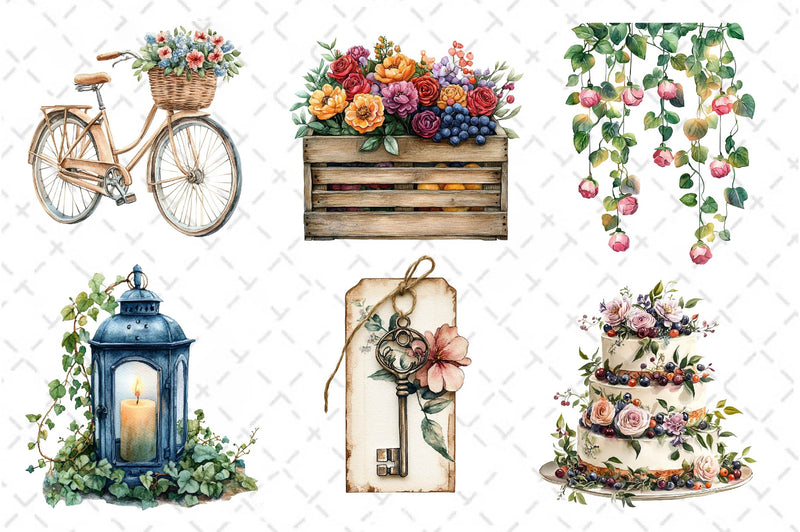Summer Garden Wedding Set Clipart Bundle - CraftNest - Digital Crafting and Art