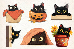 Black Cat Peeking Clipart Bundle 3 - CraftNest - Digital Crafting and Art