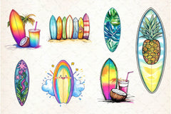 Summer Surfboard Clipart Bundle 3 - CraftNest - Digital Crafting and Art