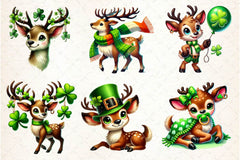 St Patricks Day Cute Reindeer Clipart Bundle 2 - CraftNest - Digital Crafting and Art