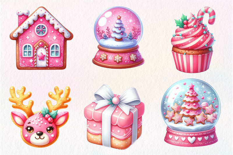Pink Christmas Cookie Clipart Bundle - CraftNest - Digital Crafting and Art