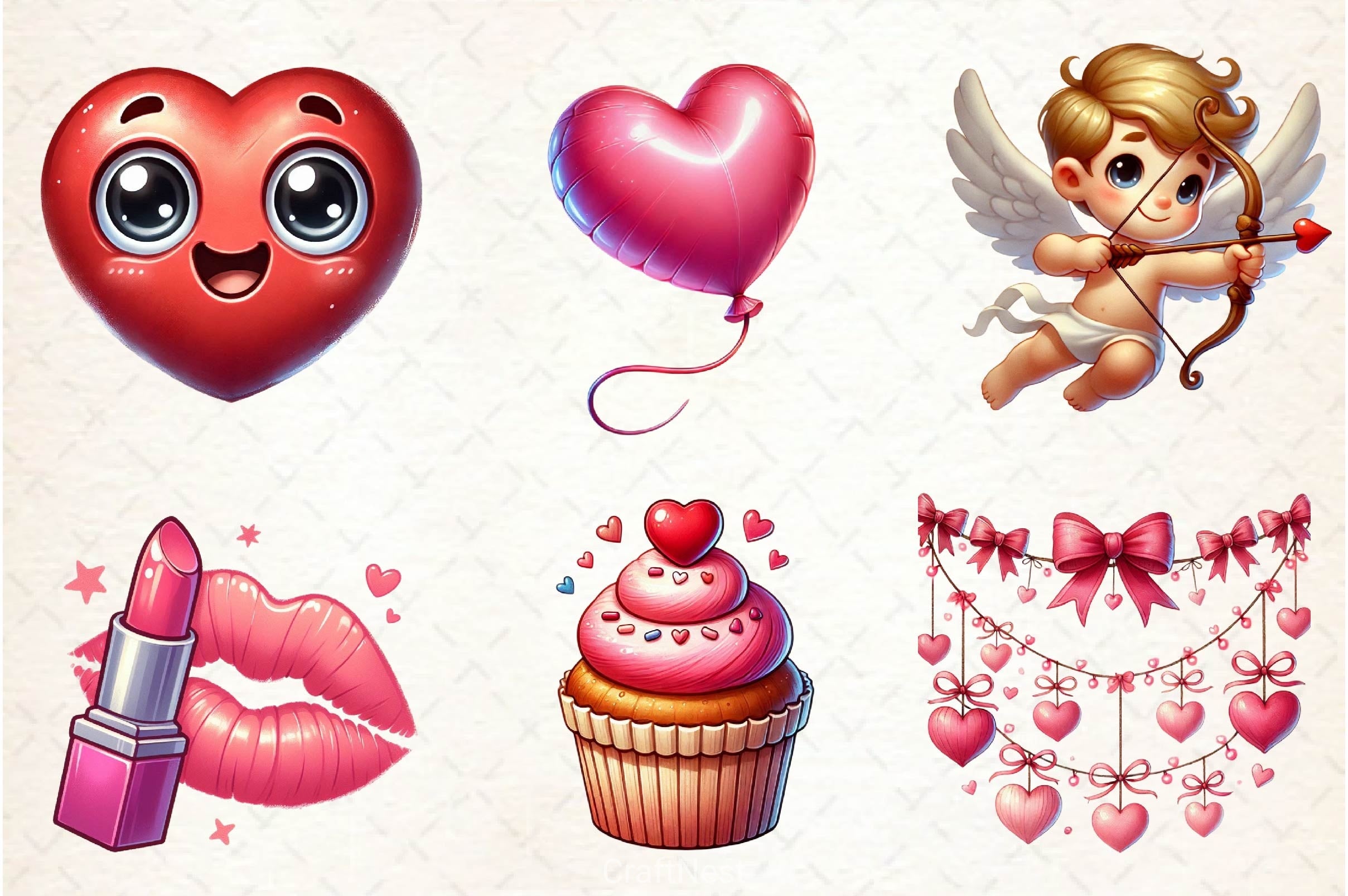 Pink Valentines Day Clipart Bundle - CraftNest - Digital Crafting and Art
