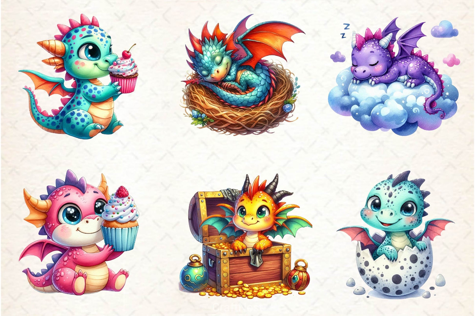 Baby Dragon Clipart Bundle 3 - CraftNest - Digital Crafting and Art
