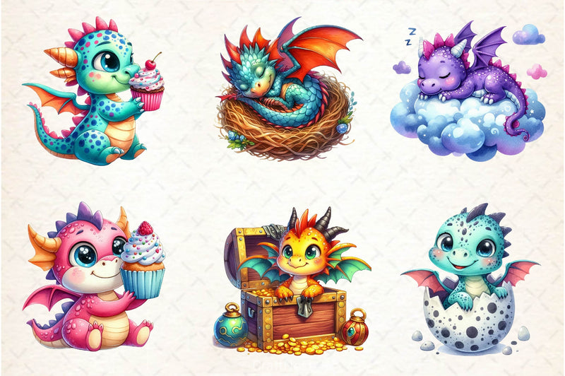 Baby Dragon Clipart Bundle 3 - CraftNest - Digital Crafting and Art