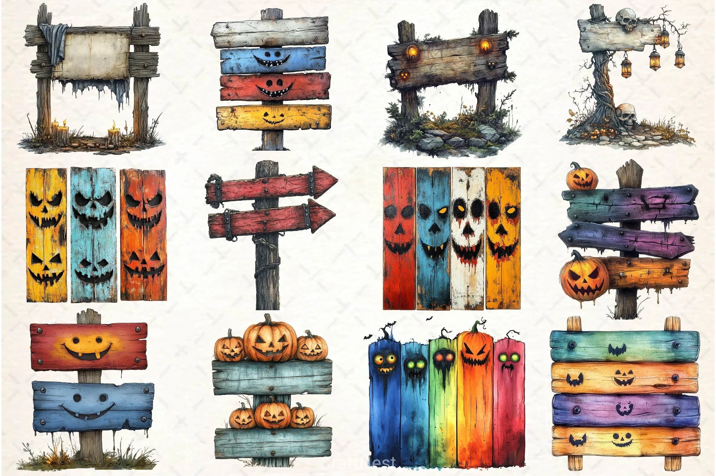 Haunted Signpost Clipart Bundle - CraftNest - Digital Crafting and Art