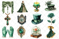Green Emerald Victorian Clipart Bundle - CraftNest - Digital Crafting and Art