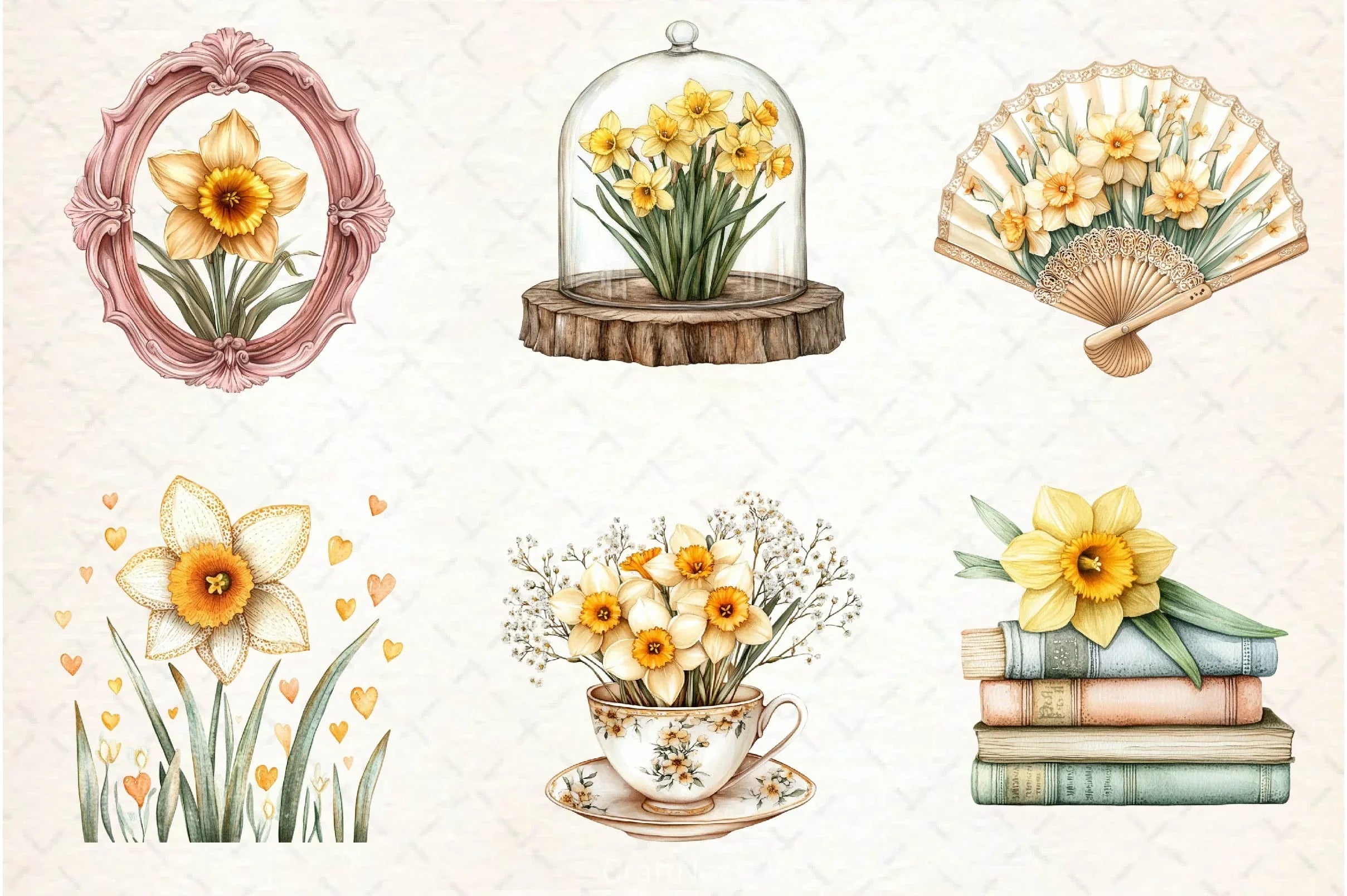 Spring Daffodils Coquette Clipart Bundle - CraftNest - Digital Crafting and Art